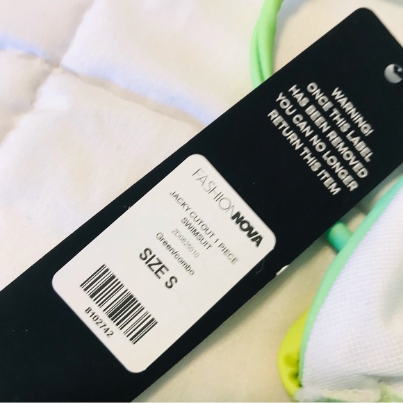 NWT Fashion Nova Jacky Cutout 1 Piece Swimsuit Green blue Ombre tie dye SMALL - Picture 8 of 8